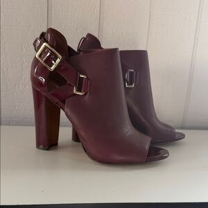 Lauren Ralph Lauren Maroon Open-Toe Heels